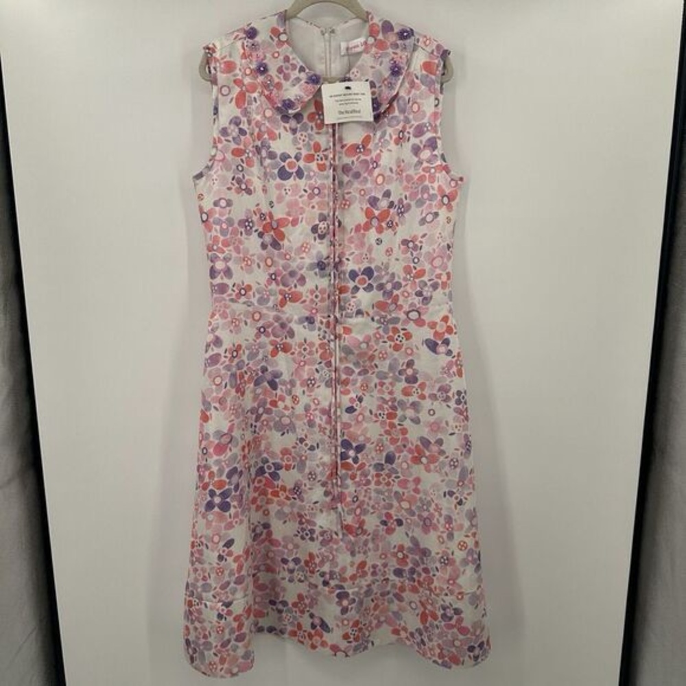 Sleeveless Floral A-Line Dress in Pink & Purple